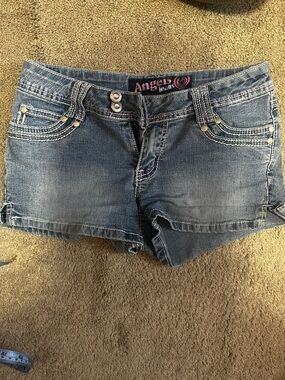Girls angels jeans size 7 pink rhinestone designs on back pockets